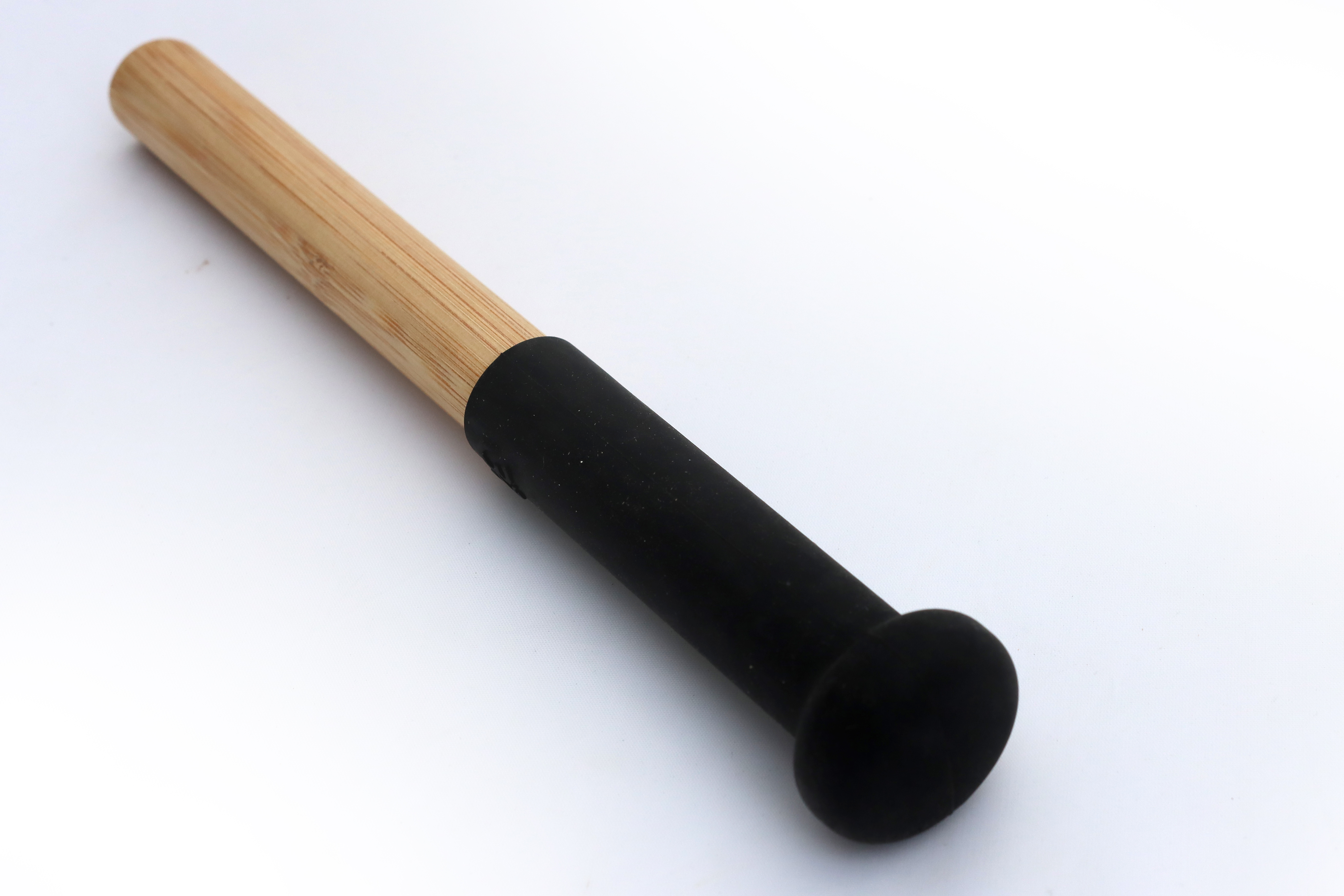 Kristall-Klangschalen-Klöppel MEDIUM, Holz mit Silikonkopf, schwarz, Ø 3,5 cm, Holzstil Ø 2 x 23 cm
