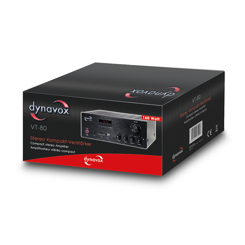Stereo Kompaktverstärker mit SD/USB-Eingang, 160 Watt, 25x18x9,5 cm