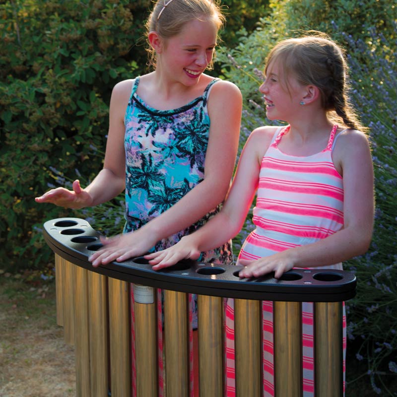 Handröhrenspiel, Handpipes, outdoor, mit Bodenplatte zum Anschrauben