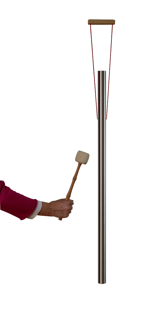 Klangröhre mit Haltegriff, Ton C3 - H3 , Alu silber, Ø 4 cm, Länge 100 - 135 cm