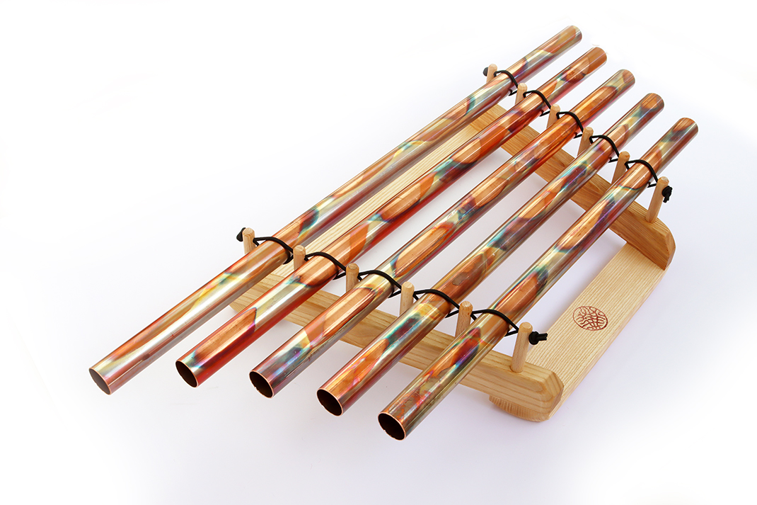 Röhrenglockenspiel - Obertonreihe in Grundton Subkontra A=432 Hz, 5 Kupferröhren