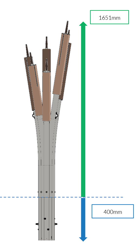 Schilfröhren-Klangspiel, Outdoor, 6-er Set, A-Moll, zum Einbetonieren