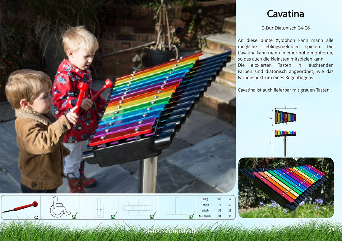 Metallofon CAVATINA-RAINBOW, zum Einbetonieren, Outdoor
