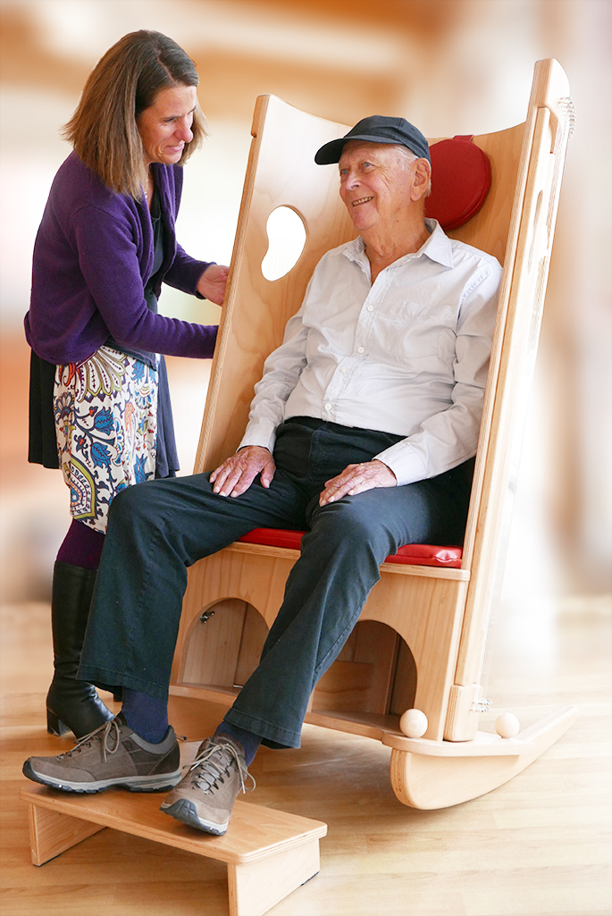 ALLTON Klangmassage-Schaukelstuhl geölt, ohrförmiges Greifloch, 140 cm hoch