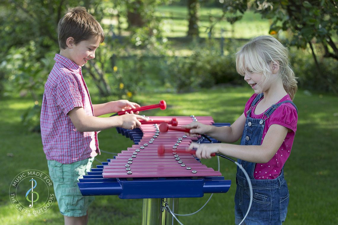 Outdoor-Instrument, DUO, Xylofon und Metallofon für mehrere Personen, zum Einbetonieren