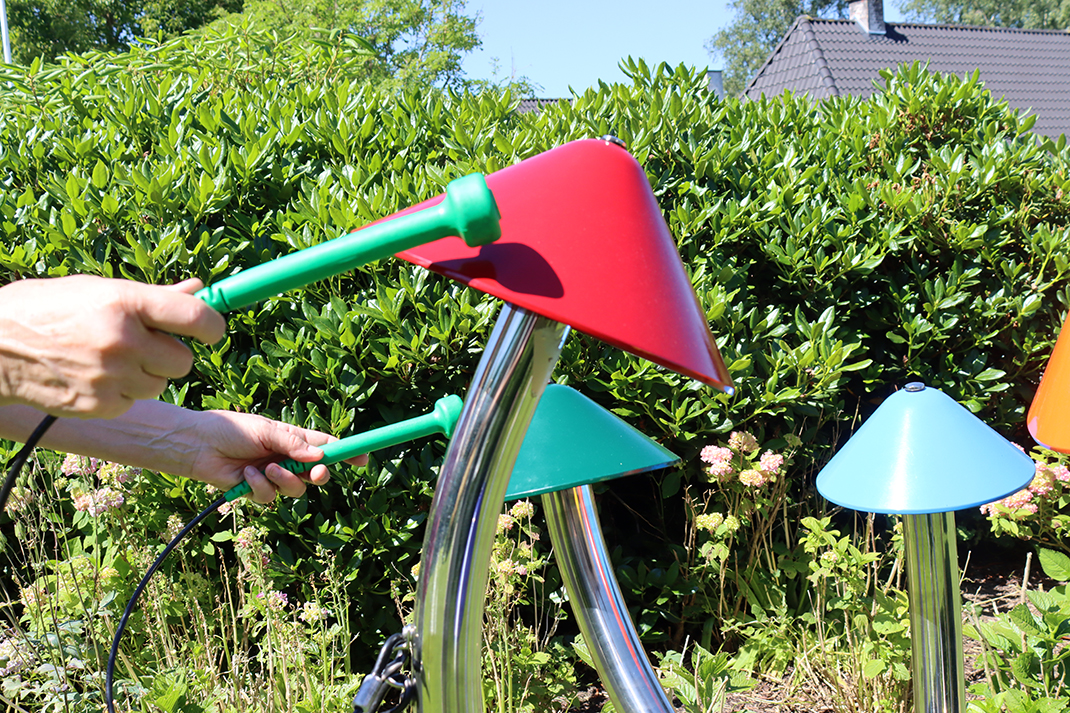 Pilz-Glockenspiel, Outdoor-Instrument mit Bodenplatte