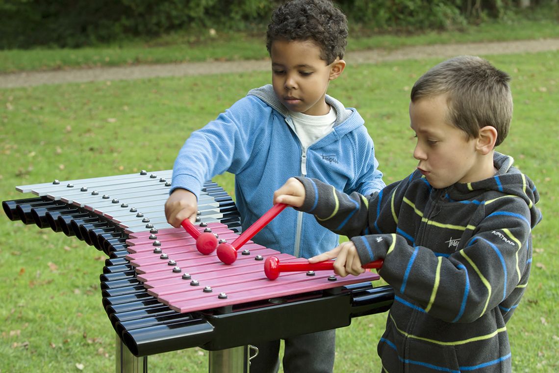 Outdoor-Instrument, DUO, Xylofon und Metallofon für mehrere Personen, zum Einbetonieren