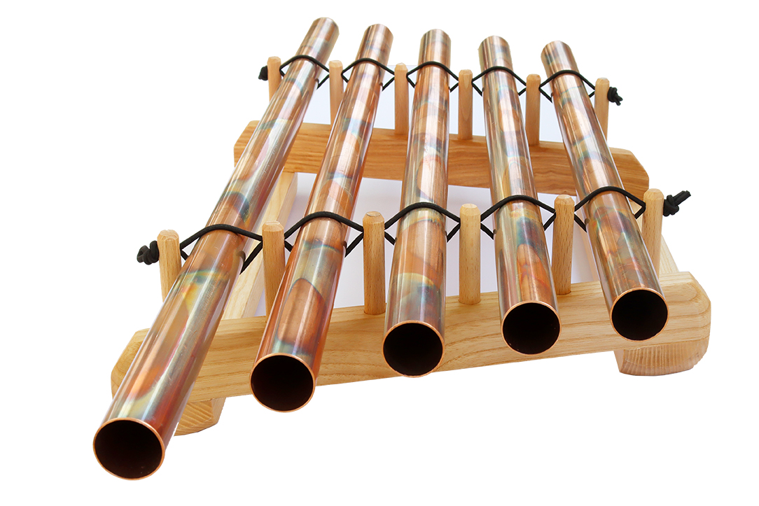Röhrenglockenspiel - Obertonreihe in Grundton Subkontra A=432 Hz, 5 Kupferröhren