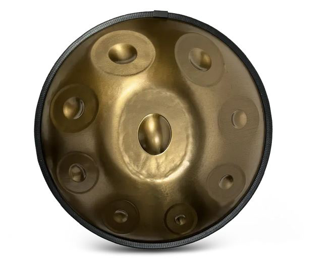 Handpan, Edelstahl, D-Kurd-Skala, 1 + 8 Töne, 440 Hz, Gold