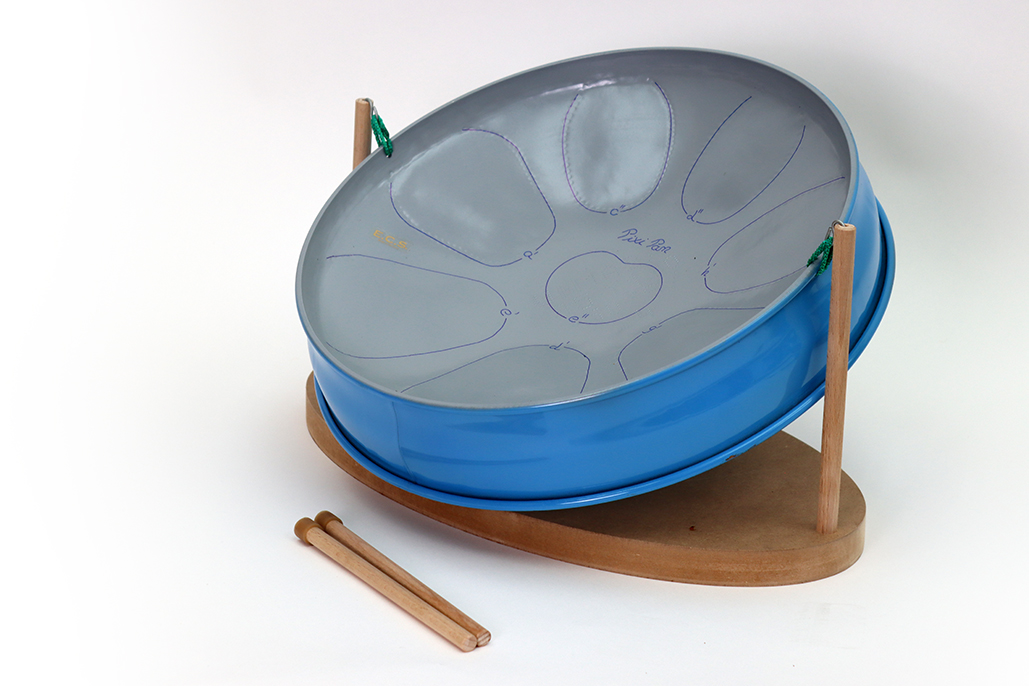 Pixie-Pan, kleine Steeldrum, ECS, G-Dur,  Ø 35 cm, 8 Töne d',e',g',a',h',c",d",e", Spielanleitung