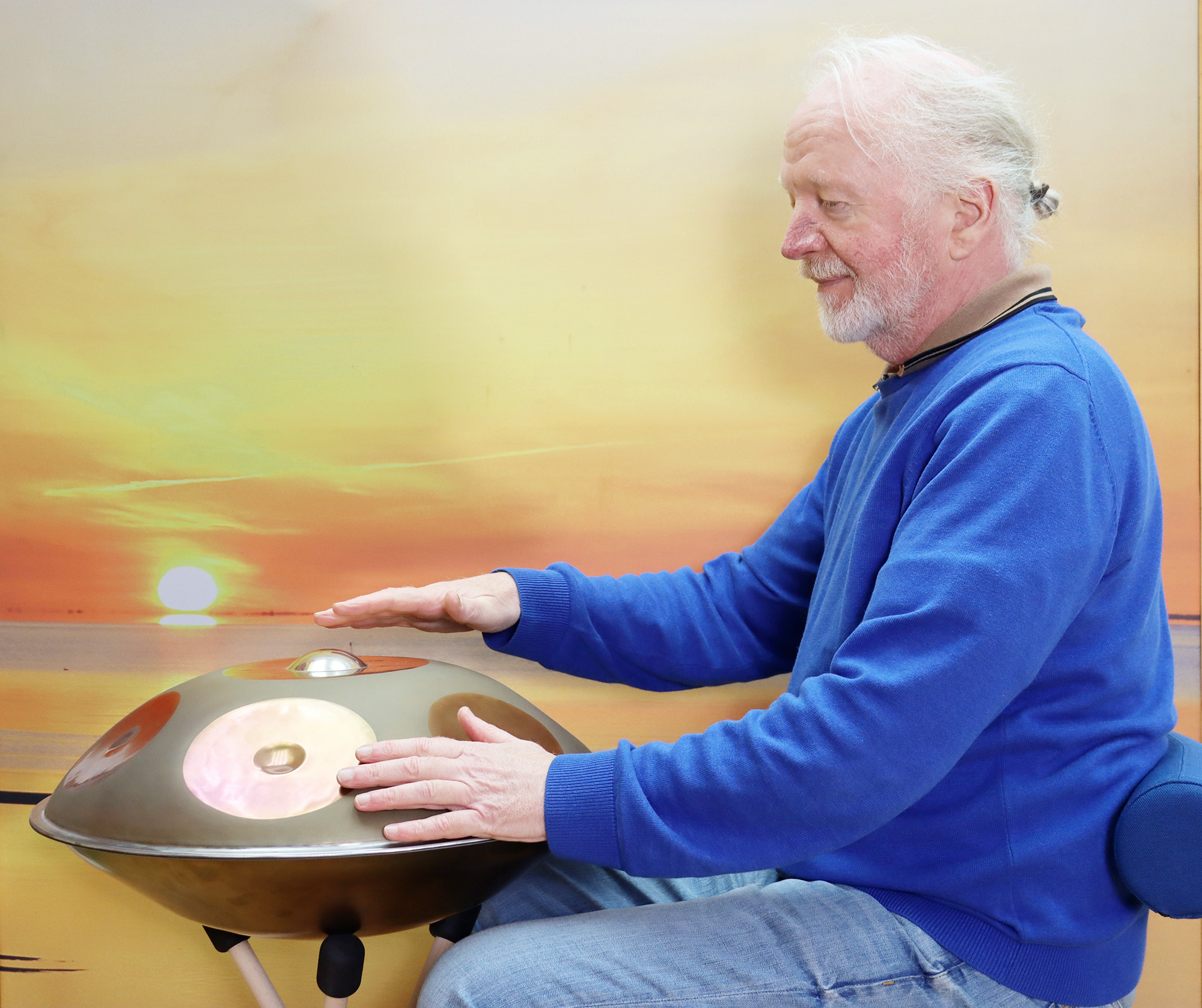 Handpan Bluepoint, Steelharp made in Germany, Edelstahl,  8 Töne Stimmung D-a'