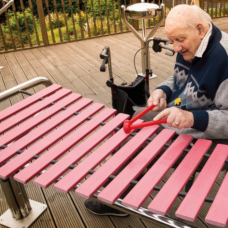 Marimba, Freiluft-Xylophon, diatonisch gestimmtes Outdoor-Instrument, zum Einbetonieren