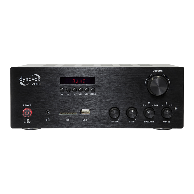 Stereo Kompaktverstärker mit SD/USB-Eingang, 160 Watt, 25x18x9,5 cm