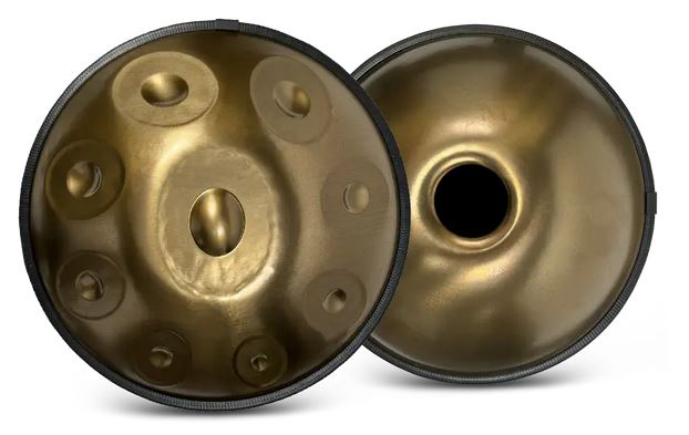 Handpan, Edelstahl, D-Kurd-Skala, 1 + 8 Töne, 440 Hz, Gold