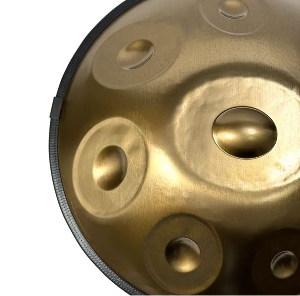 Handpan, Edelstahl, D-Kurd-Skala, 1 + 8 Töne, 440 Hz, Gold