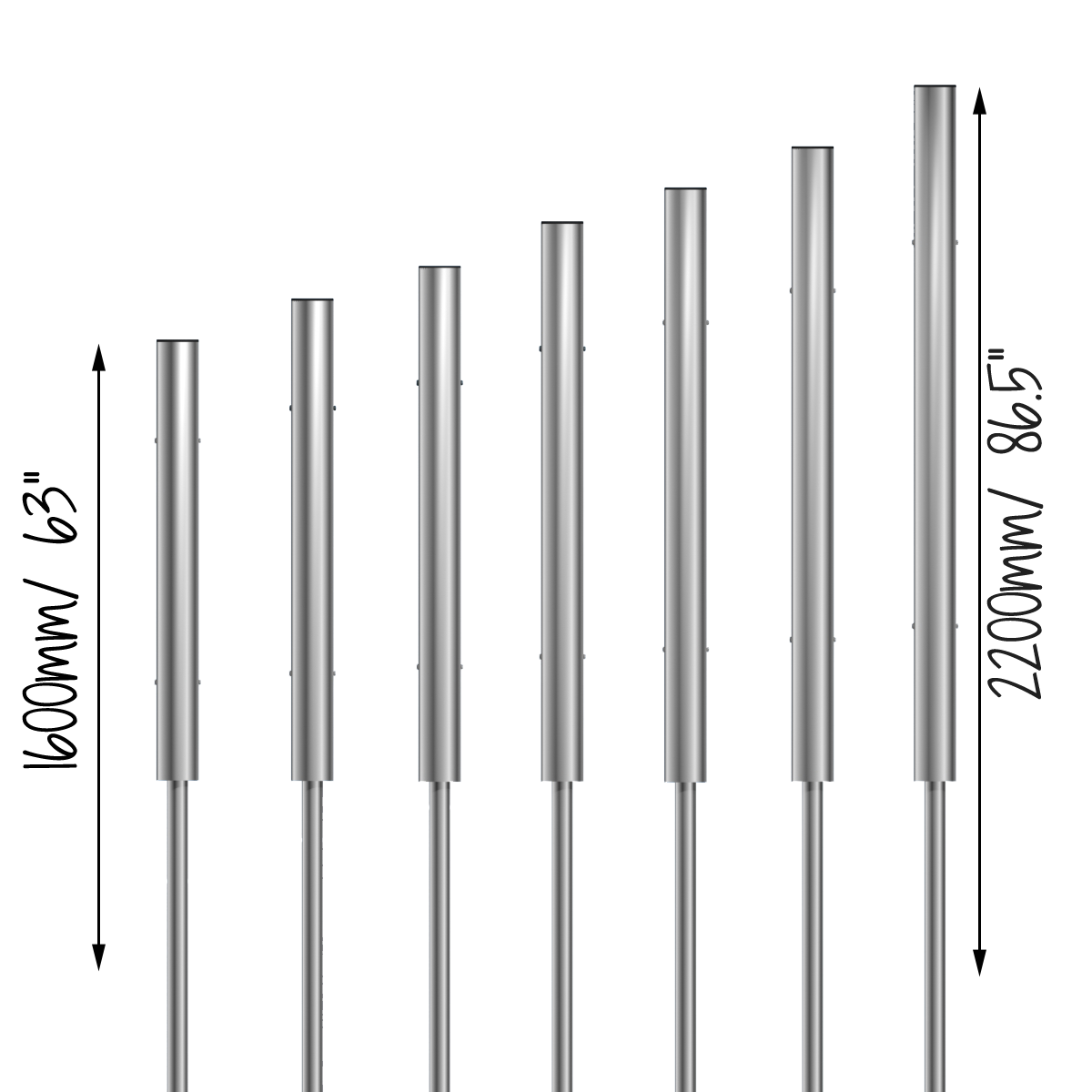 Outdoor-Klangröhren TUBULAR BELLS, 7er-Set, zum Einbetonieren