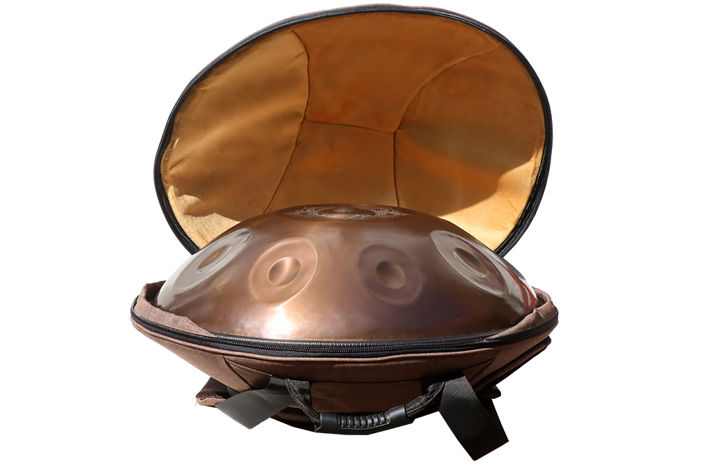 Handpan, Edelstahl, D- celtic Minor, 440 Hz, Bronze-farben mit Gravour,