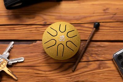 Taschen-Zungentrommel, Gold, Om-Symbol, A-Dur