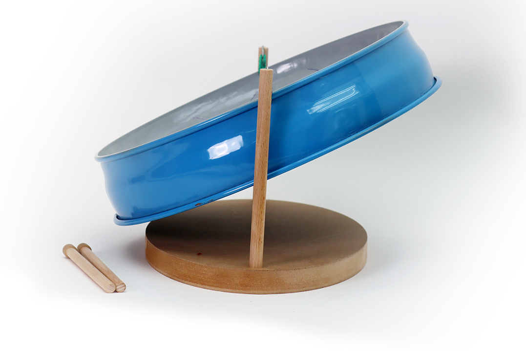 Pixie-Pan, kleine Steeldrum, ECS, G-Dur,  Ø 35 cm, 8 Töne d',e',g',a',h',c",d",e", Spielanleitung