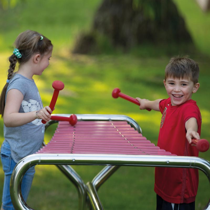 Marimba, Freiluft-Xylophon, diatonisch gestimmtes Outdoor-Instrument, zum Einbetonieren