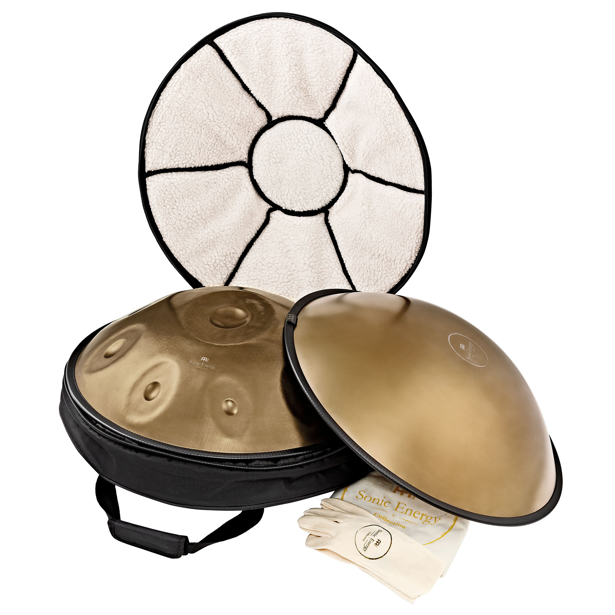 Handpan, Edelstahl, 440Hz, D-Kurd, 9 Töne, Vintage Gold