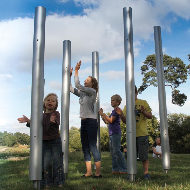 Outdoor-Klangröhren zum Handspielen, 6-er Set mit Bodenplatte