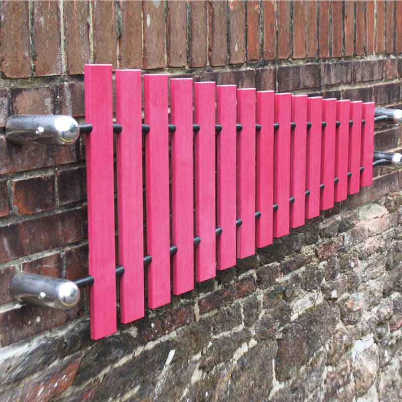 Wand-Marimba, Wandxylophon, diatonisch gestimmtes Outdoor-Instrument, Wandmontage