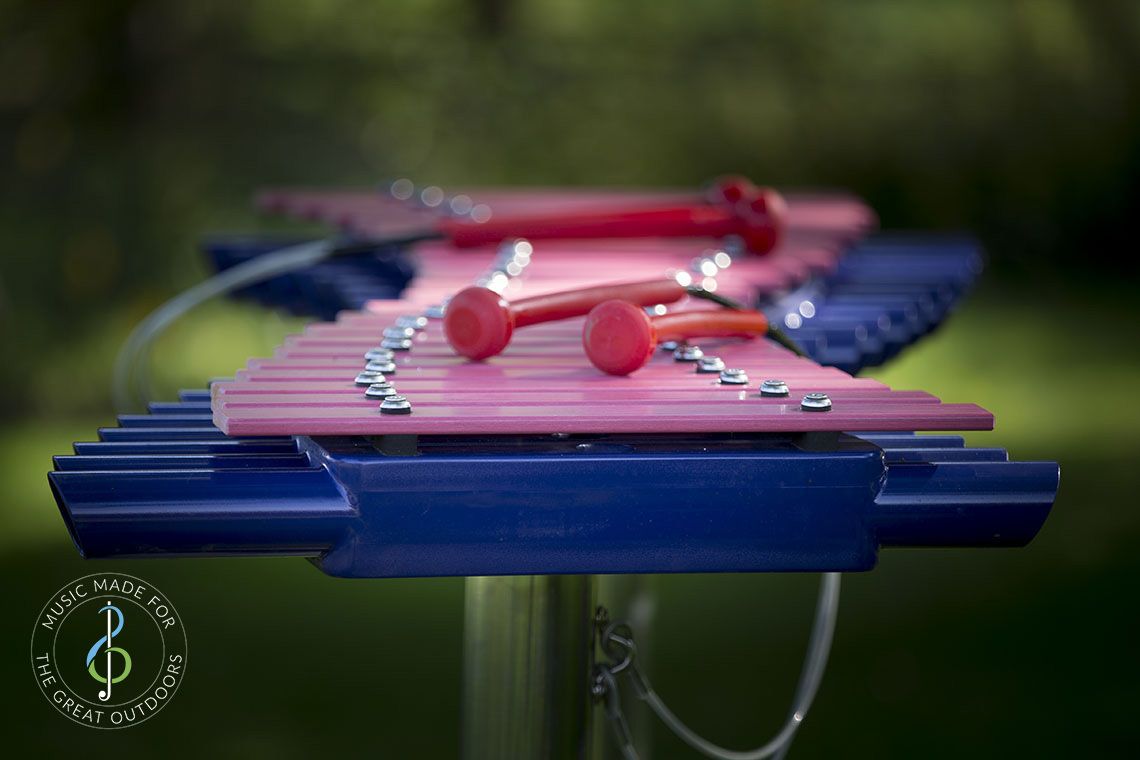 Outdoor-Instrument, DUO, Xylofon und Metallofon für mehrere Personen, zum Einbetonieren