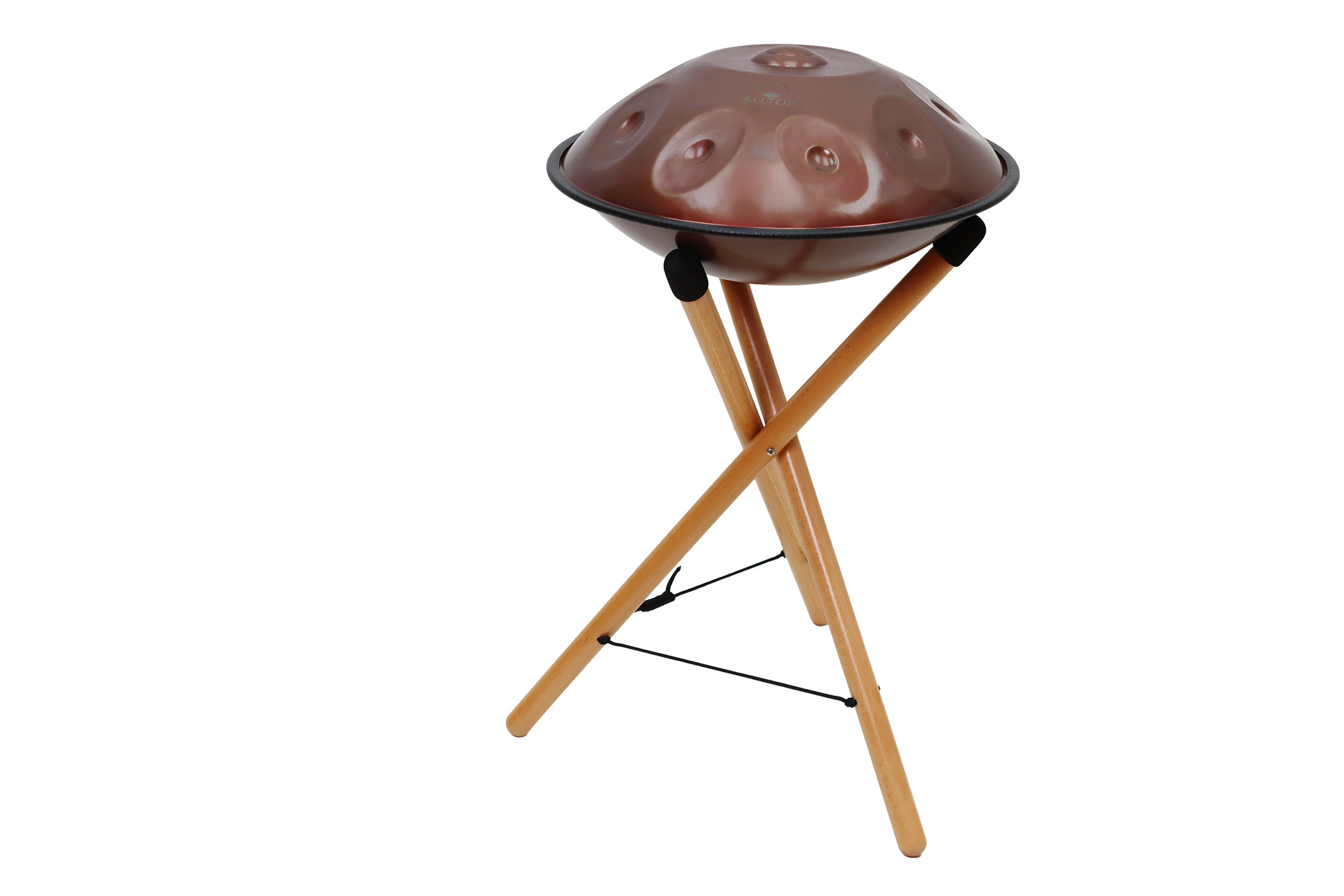 Mini Handpan, Ø 43 cm, Edelstahl, F-Kurd-Skala, 9 Töne, 440 Hz, Bronze-optik