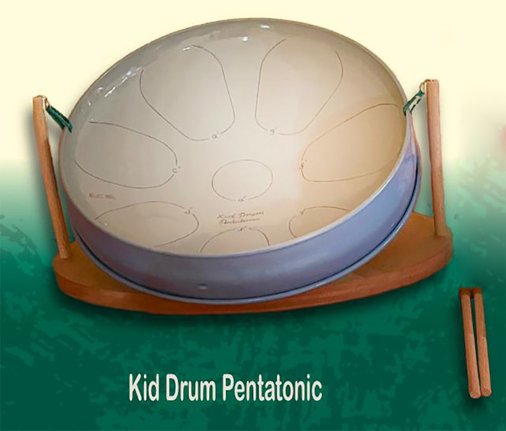 Mini-Steeldrum, Kid-Drum, ECS, 7 Töne, F-Pentatonik, f'-g'-a'-c"-d"-f"-g", inkl. Schlegel
