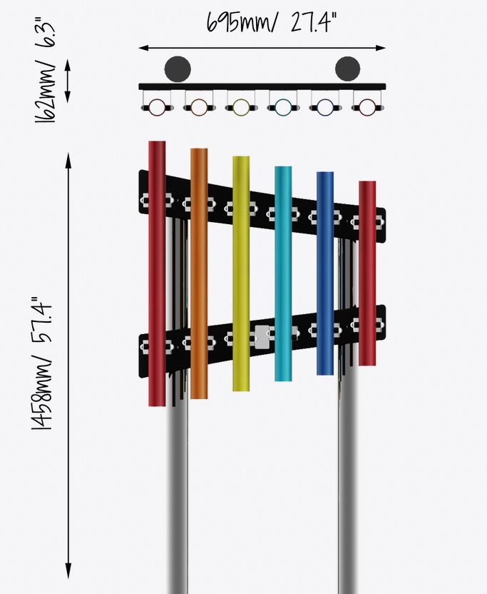 Röhrenglockenspiel RAINBOW, zum Einbetonieren, Outdoor