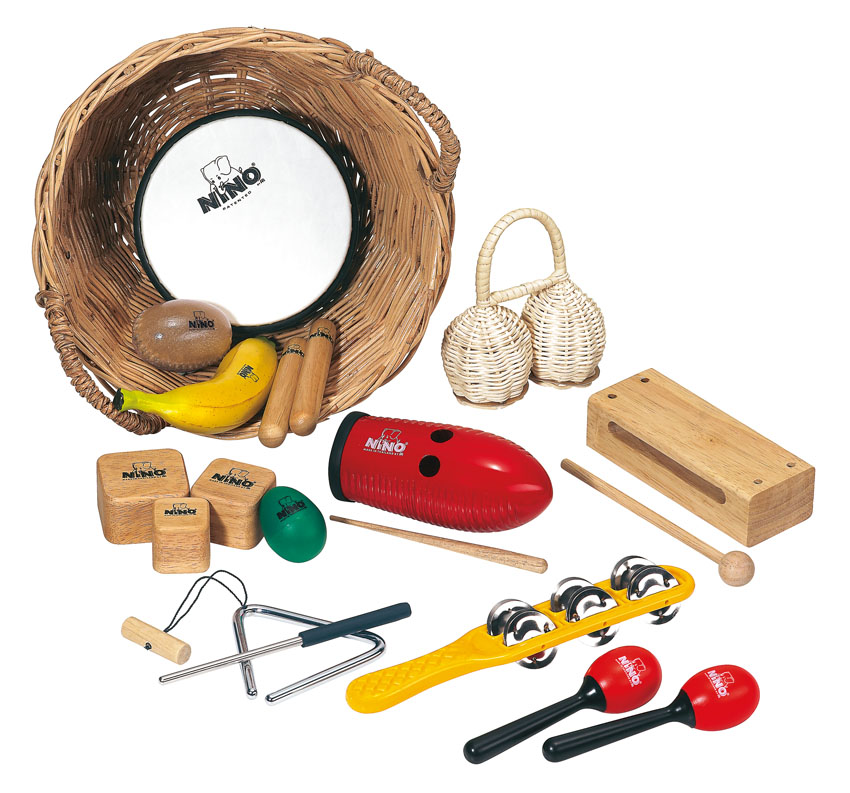 NINO Percussion Set, 15 Instrumente im Körbchen Sets Percussion