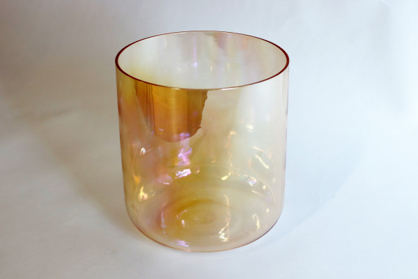Kristall-Klangschale Alchemie-Galaxy, klar durchscheinend, Regenbogenfarben, 17,8 cm