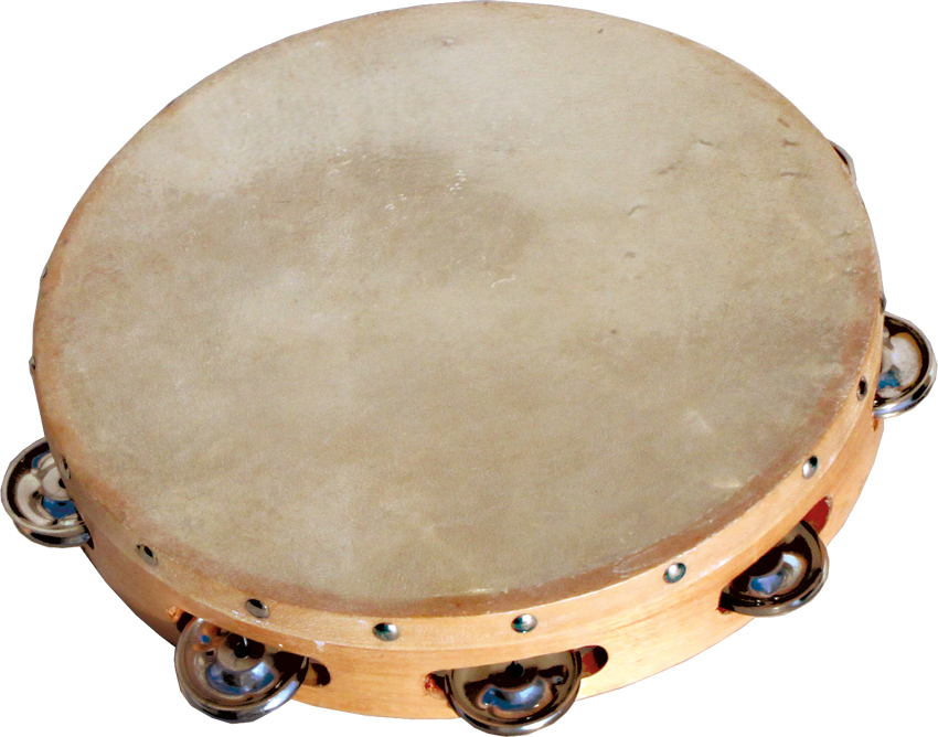 Tamburin mit Schellen, Holzring, Ziegenfell, genag. 20 cm Tambourine