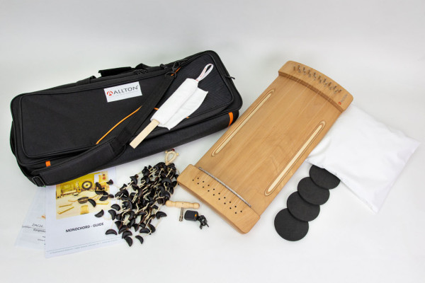 Monochord-Set Pflege, Wölbi-Monochord, Unterlegkissen, Transporttasche, Stimmzubehör, Antirutsch-Pad
